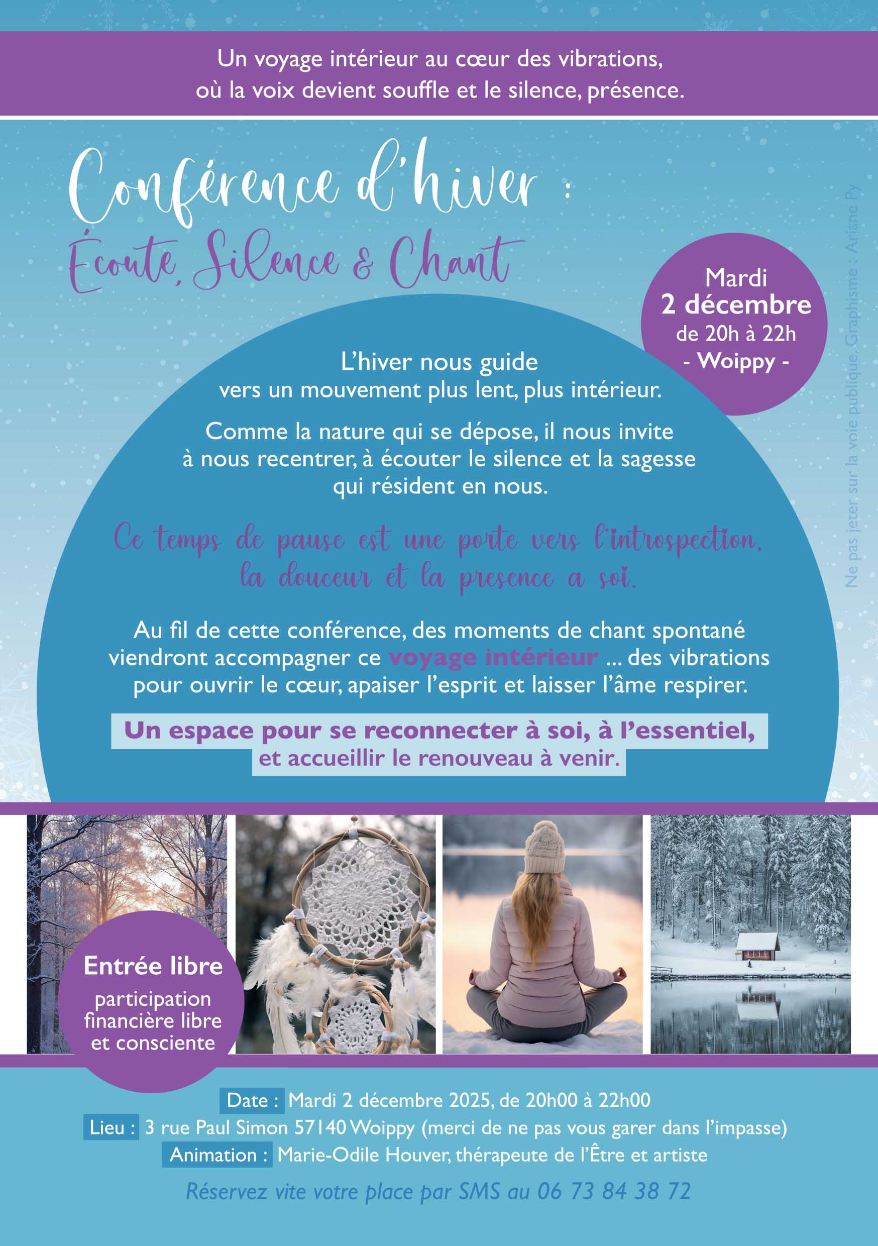 Affiche de la conférence d'hiver Écoute, Silence & Chant